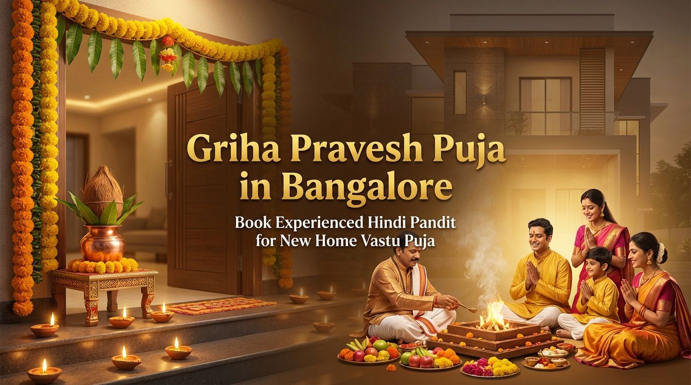 North Indian pandit in Bangalore performing Griha Pravesh offerings in Bellandur