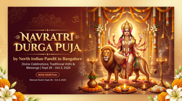 Durga Puja ritual performed by Hindi pandit in Bangalore during Navratri in HSR Layout