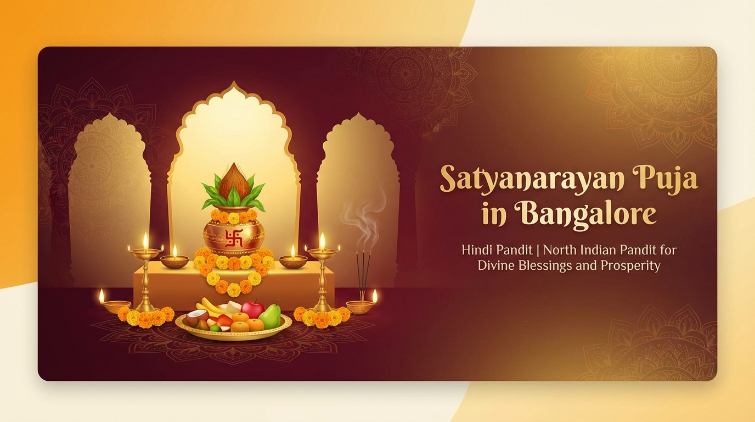 North Indian pandit in Bangalore performing Satyanarayan Puja in Marathahalli